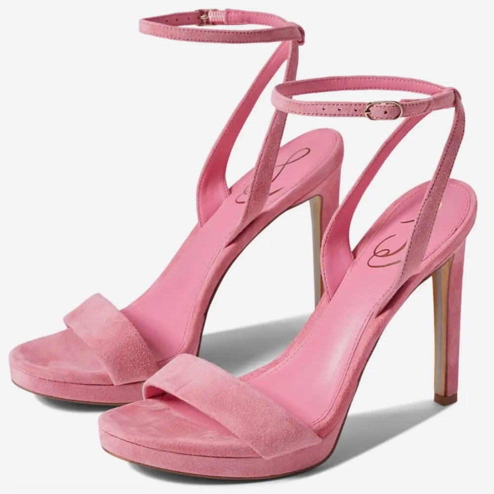 🌸SAM EDELMAN🌸 Jade Ankle Strap Heels Pink Suede Size: 9